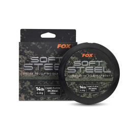 #7604 cml199_fox_soft_steel_camo_fleck_mono_14lb_spool_and_box